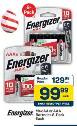 Pick n Pay Energizer Max AA or AAA Batteries 8-Pack Each offer