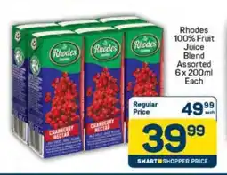 Pick n Pay Rhodes 100% Fruit Juice Blend Assorted-6 x 200ml Each offer