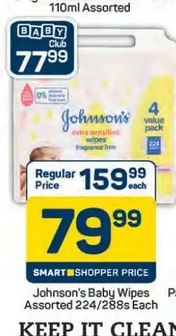 Pick n Pay Hypermarket Johnson's Baby Wipes offer