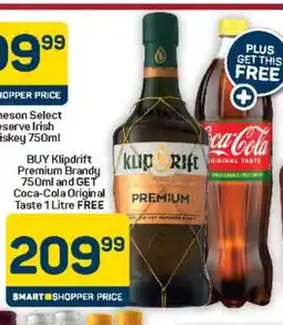 Pick n Pay Hypermarket Klipdrift Premium Brandy 750ml + Coca-Cola Original Taste 1L offer