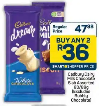 Pick n Pay Hypermarket Cadbury Dairy Milk Chocolate Slab Assorted 80/88g offer
