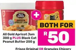 Game All Gold Apricot Jam 300 g PLUS Black Cat Peanut Butter 250 g offer