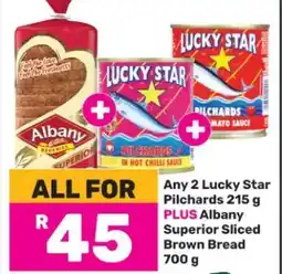Game Lucky Star Pilchards & Albany Superior Sliced Brown Bread offer