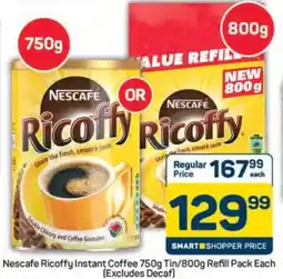 Pick n Pay Hypermarket Nescafe Ricoffy Instant Coffee 750g Tin/800g Refill Pack offer