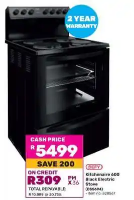 Game Defy Kitchenaire 600 Black Electric Stove offer