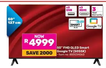 Game 50 FHD QLED Smart Google TV (50S5K) offer