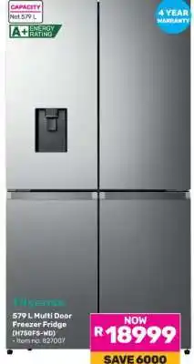 Game Hisense 579 L Multi Door Freezer Fridge (H750FS-WD) offer
