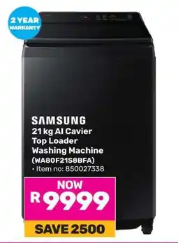 Game Samsung 21 kg AI Cavier Top Loader Washing Machine offer