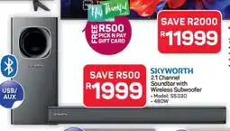 Pick n Pay Hypermarket SKYWORTH 2.1 Channel Soundbar with Wireless Subwoofer offer