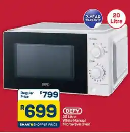 Pick n Pay Hypermarket DEFY 20 Litre White Manual Microwave Oven offer