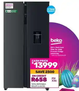 Game Beko 521 L Dark Inox Side-by-Side Freezer Fridge offer