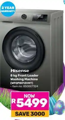 Game Hisense 8 kg Front Loader Washing Machine (WFOB8012WMT) offer
