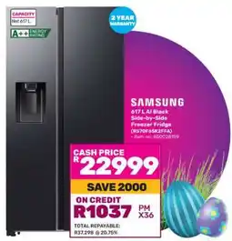 Game Samsung 617 L AI Black Side-by-Side Freezer Fridge offer
