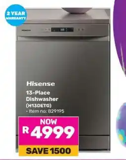 Game Hisense 13 Place Dishwasher H13DETG offer