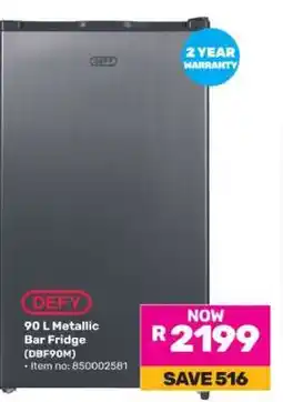 Game DEFY 90 L Metallic Bar Fridge (DBF90M) offer