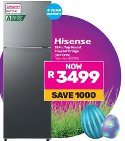 Game Hisense 154 L Top Mount Freezer Fridge (H225ITS) offer