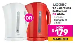 Game LOGIK 1.7 L Cordless Kettle Red OR White offer