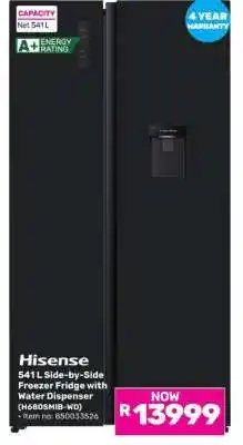 Game Hisense 541L Side-by-Side Freezer Fridge with Water Dispenser (H680SMIB-WD) offer