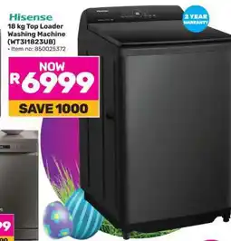Game Hisense 18 kg Top Loader Washing Machine (WT31823UB) offer