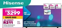 Game Hisense 40” FHD QLED Smart TV (40A50) offer