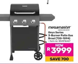 Game Megamaster Onyx Series 3-Burner Patio Gas Braai offer