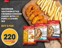 Econo Foods Sovereign southern style crumbed chicken cheesy bites or pops or strips offer