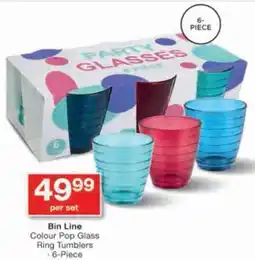 Checkers Hyper Bin Line Colour Pop Glass Ring Tumblers offer