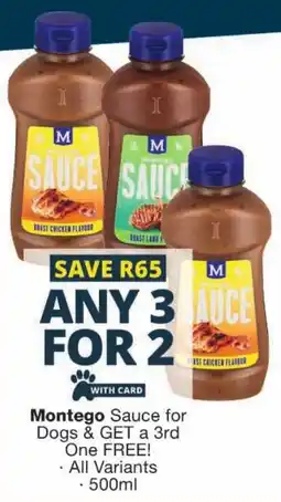 Checkers Montego Sauce for Dogs offer