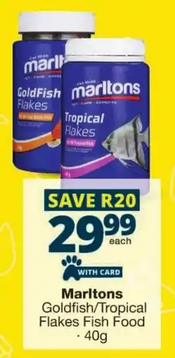 Checkers Marltons Goldfish/ Tropical Flakes Fish Food offer