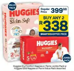 Pick n Pay Huggies Dry Comfort Nappies or Pants Jumbo Pack or Huggies Gold Nappies or Pants Value Pack Assorted offer