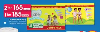 Clicks Clicks Made 4 Baby Dryprotect Disposable Nappies Jumbo Pack offer