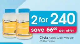 Clicks Clicks Apple Cider Vinegar 60 Gummies offer