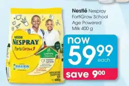 Clicks Nestlé Nespray FortiGrow School Age Powered Milk 400 g offer