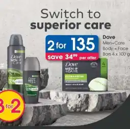 Clicks Dove Men+Care Body + Face Bars 4 x 100 g offer