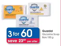 Clicks Guardol Glycerine Soap Bars 150 g offer