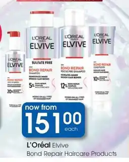 Clicks L'Oréal Elvive Bond Repair Haircare Products offer