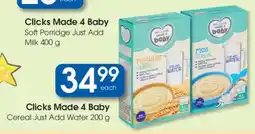 Clicks Clicks Made 4 Baby Cereal Just Add Water 200 g offer