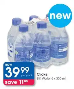 Clicks Clicks Still Water 6 x 330 ml offer