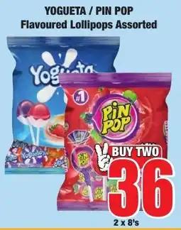 Boxer Superstores Yogueta/ Pin Pop Flavoured Lollipops Assorted offer