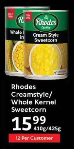 Oxford Freshmarket Rhodes Creamstyle/ Whole Kernel Sweetcorn offer