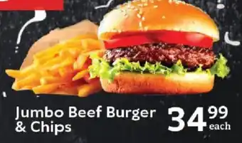 Oxford Freshmarket Jumbo Beef Burger & Chips offer