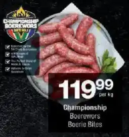 Checkers Championship Boerewors Boerie Bites offer