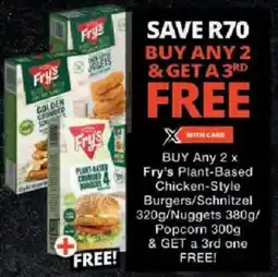 Checkers Fry's Plant-Based Chicken-Style Burgers/ Schnitzel/ Nuggets/ Popcorn offer
