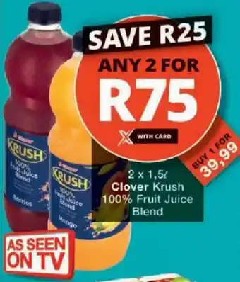 Checkers Clover Krush 100% Fruit Juice Blend offer