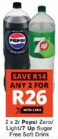 Checkers Pepsi Zero/ Light/ 7 Up Sugar Free Soft Drink offer