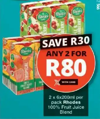 Checkers Rhodes 100% Fruit Juice Blend offer