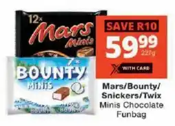 Checkers Mars/ Bounty/ Snickers/ Twix Minis Chocolate Funbag offer