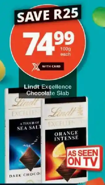 Checkers Lindt Excellence Chocolate Slab offer