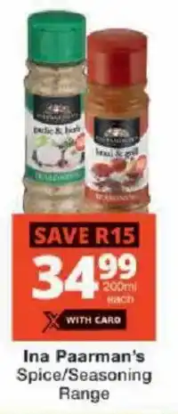 Checkers Ina Paarman's Spice/ Seasoning Range offer