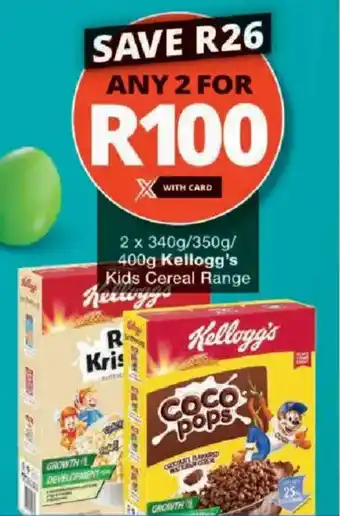Checkers Kellogg's Kids Cereal Range offer